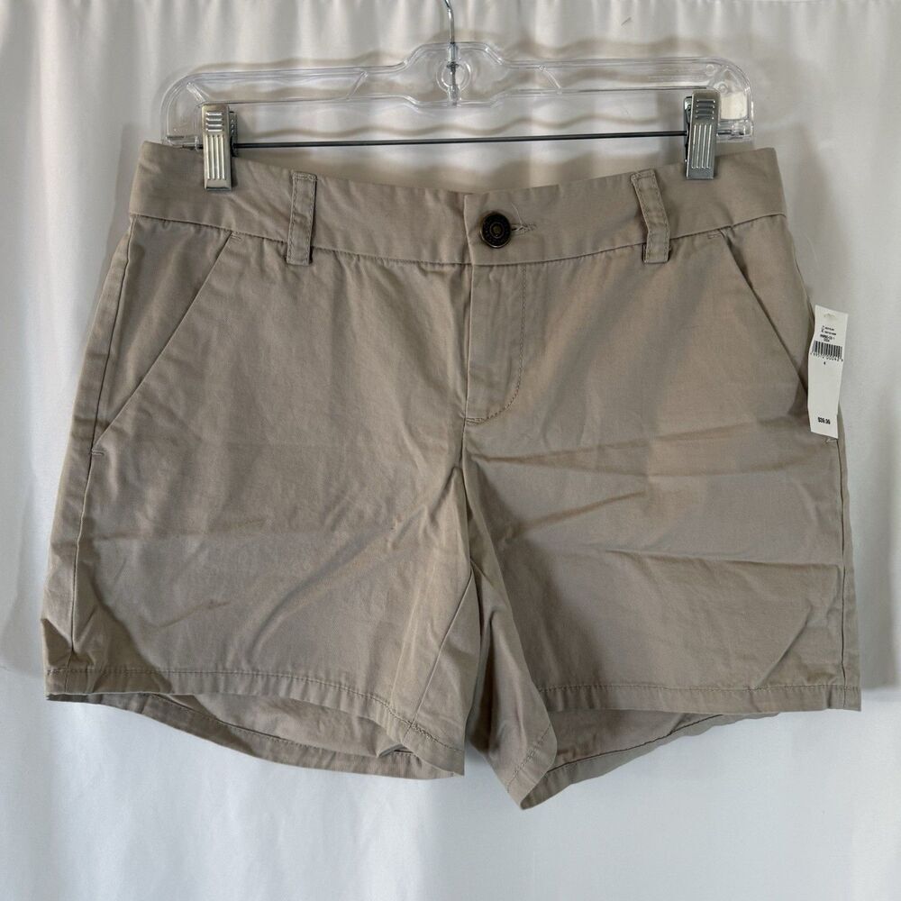 New Gap Aubrey Shorts Women's 4 Khaki Slit Pocket 5" Inseam 100% Cotton